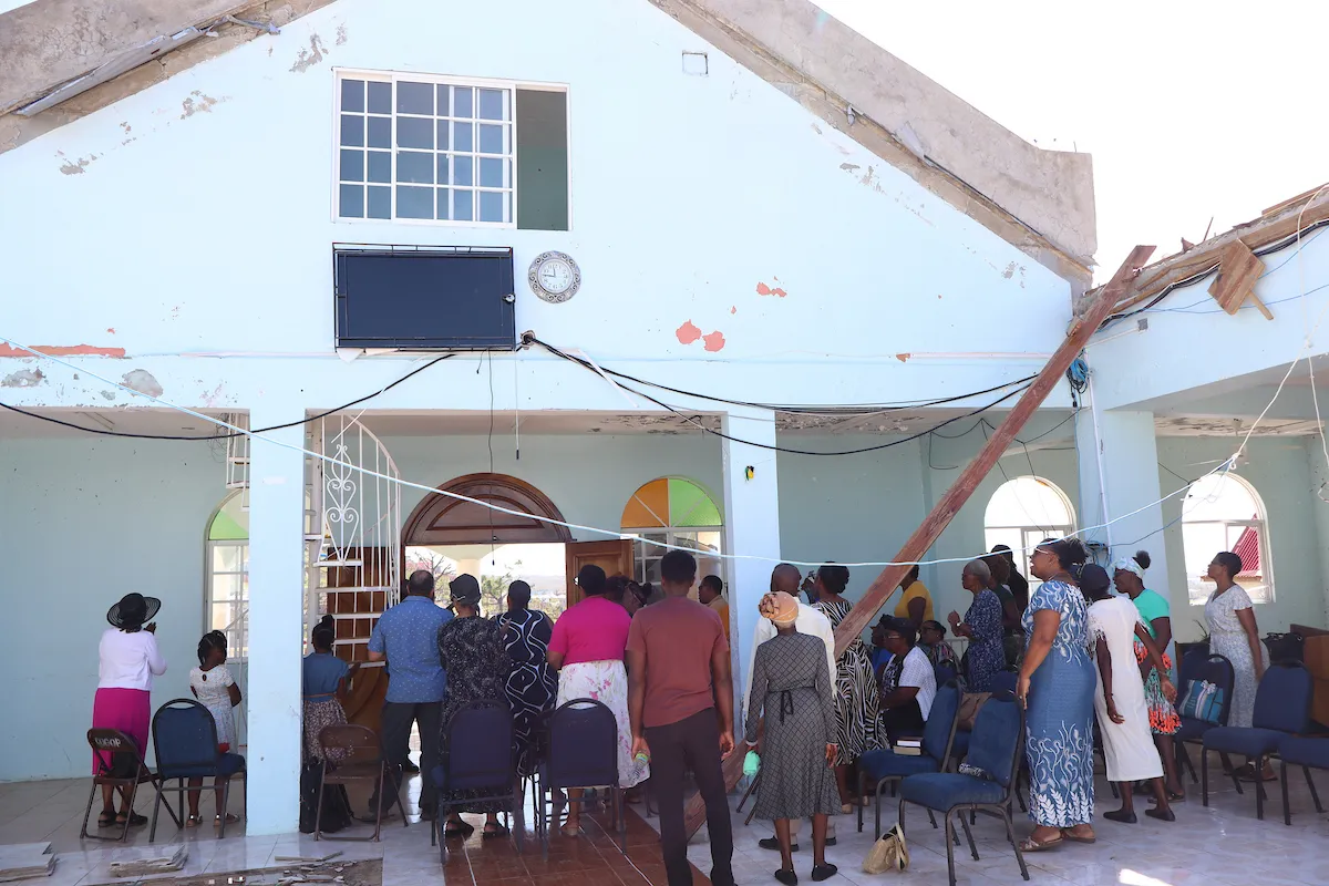 Church with missing roof after Hurricane Melissa, Whitehouse, Jamaica